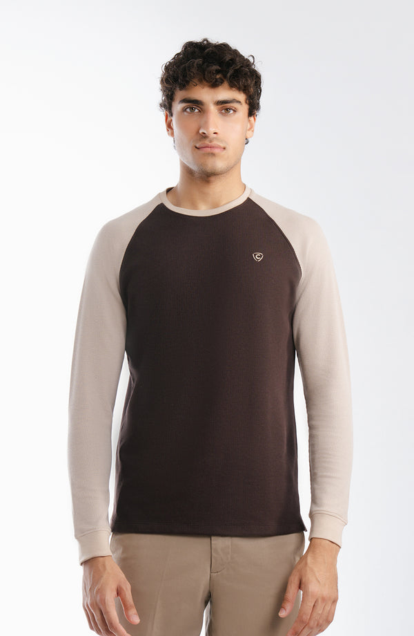 Crew Neck Raglan Dark Brown T-Shirt