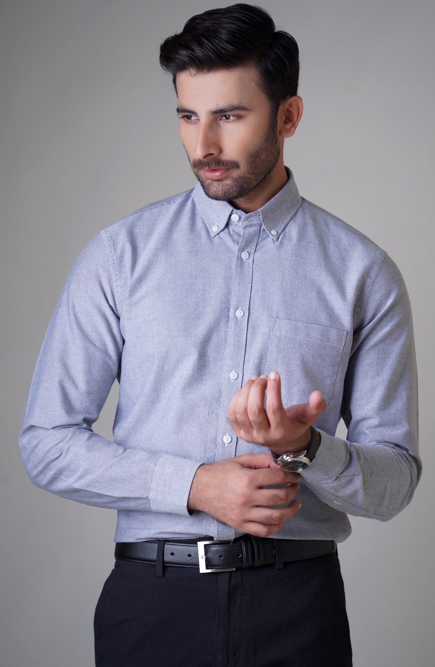 Buy Ben Martin Men's Full Sleeve Light Blue Mandarin Collar Denim Shirt  Online at Best Prices in India - JioMart.