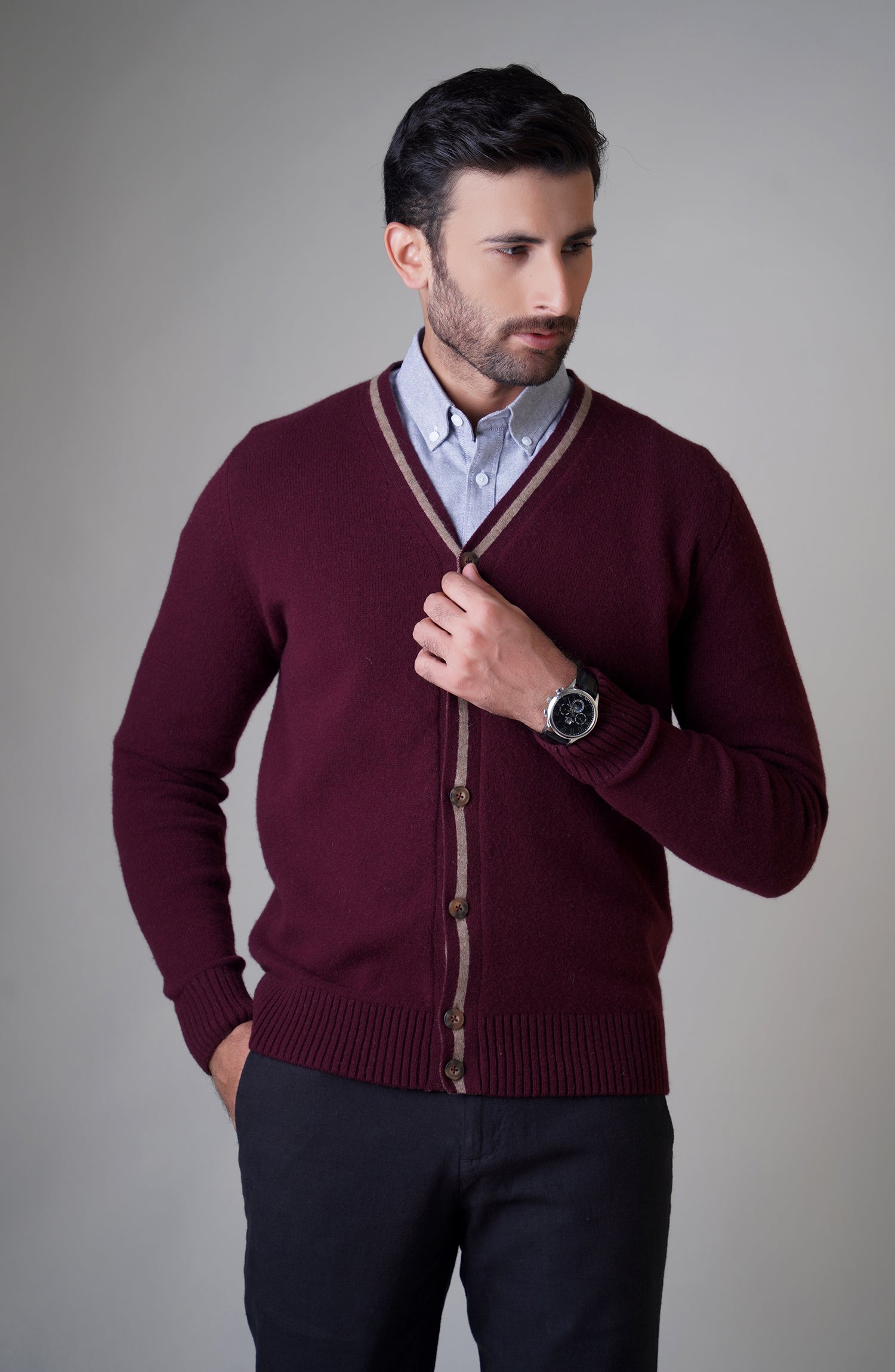 Lambs Wool Full Sleeves Button Cardigan Designer – Cambridge Shop
