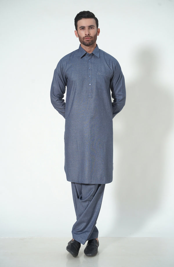 Textured Shirt Collar Shalwar Kameez