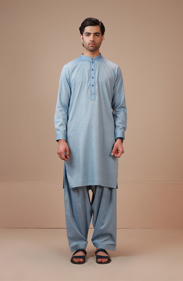 Light Blue Embroidered Suit