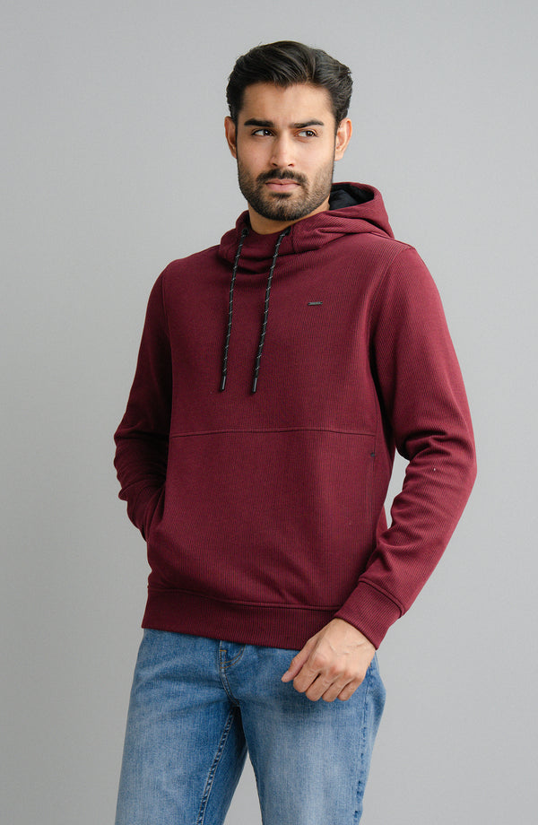 Textured Rib Pullover - Burgundy