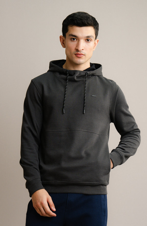 Textured Rib Pullover - Charcoal