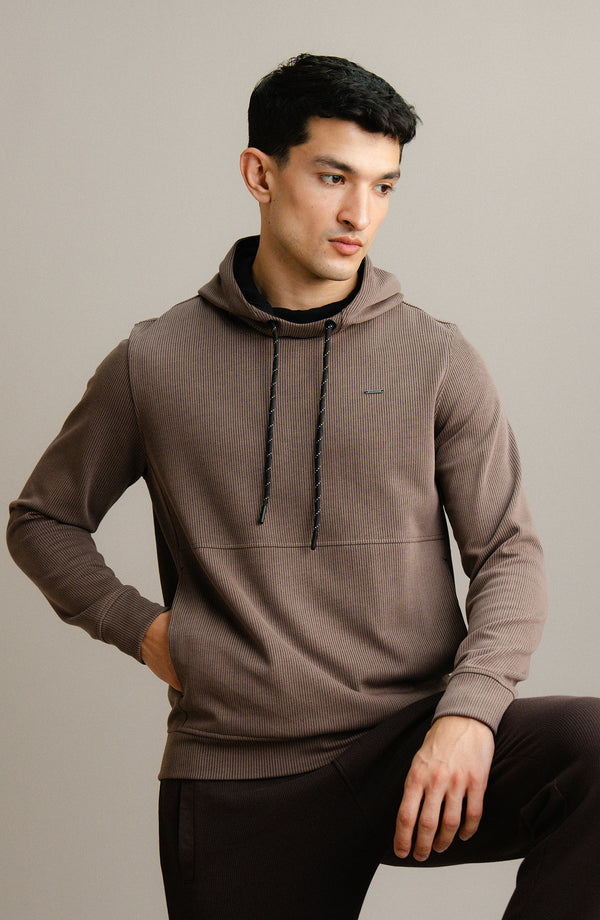 Textured Rib Pullover - Brown