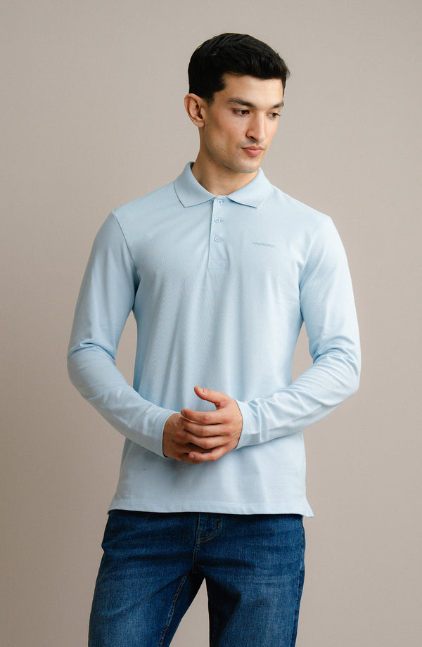 Performance Buttoned Polo - Light Blue