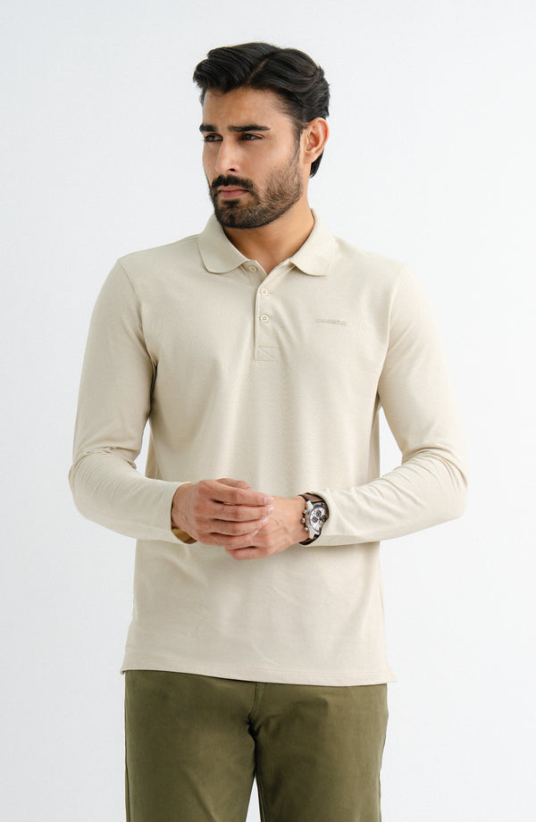 Performance Buttoned Polo - Sand