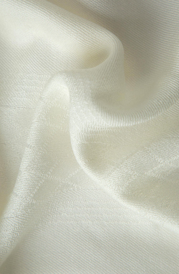 Premium Jacquard Wool Shawl - Cream