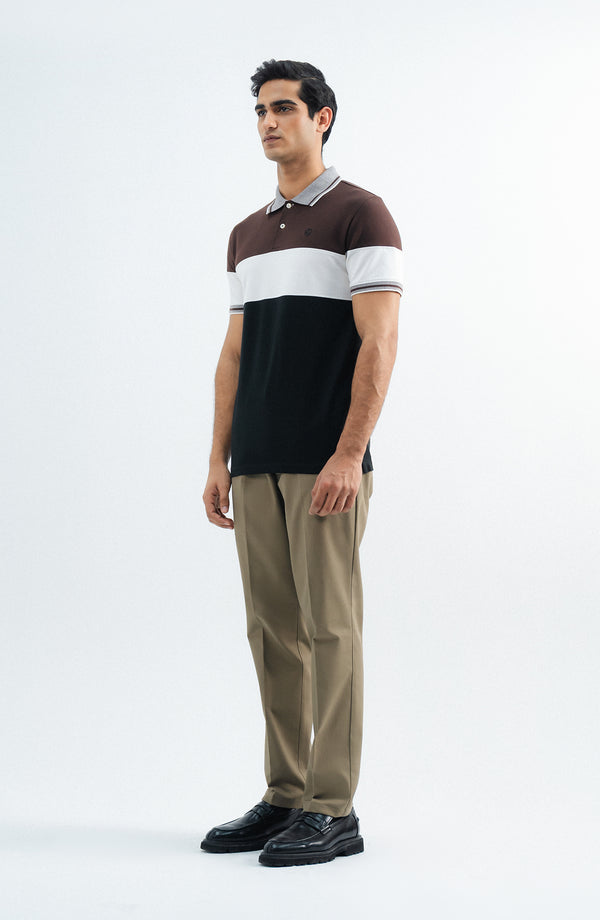 Stretch Cross Polo - Dark Brown