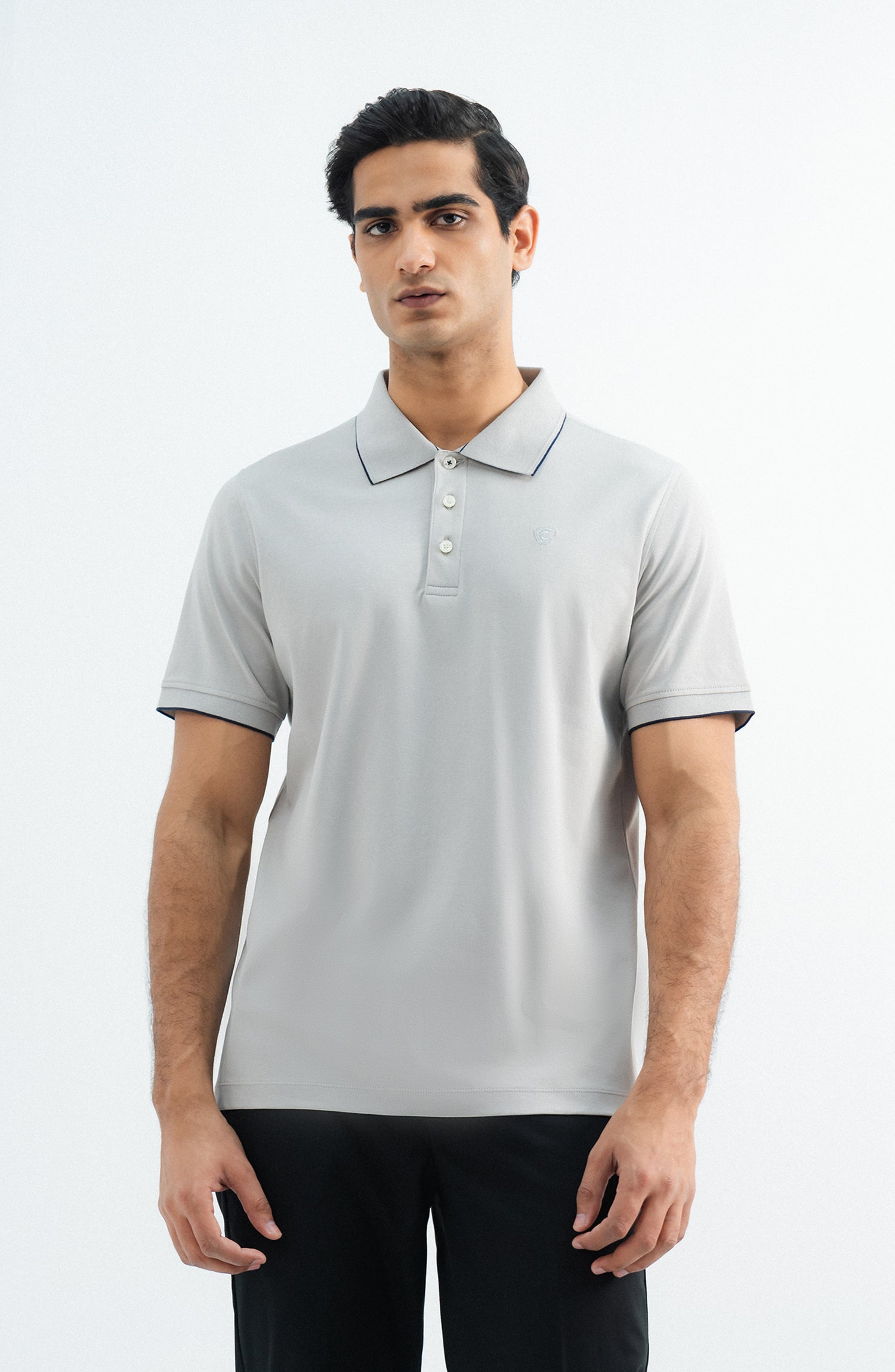 Sab Grey Interlock Button Light Grey Polo Shirt