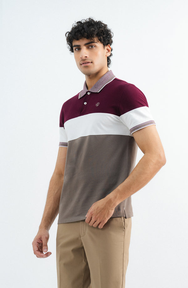 STRETCH CROSS POLO - BURGUNDY