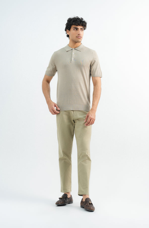 Wool Blend Polo - Sand