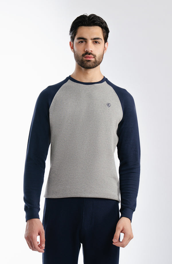 Crew Neck Raglan Navy Blue T-Shirt