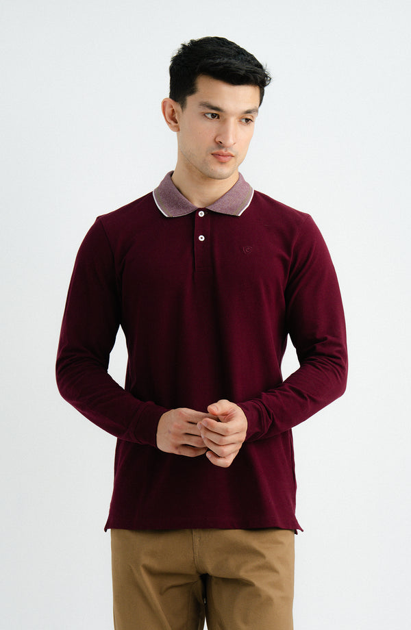 Stretch Pique Polo - Burgundy