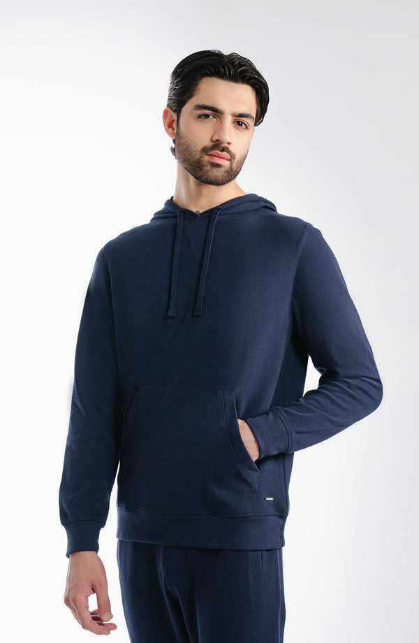 Waffle Pullover - Navy Blue