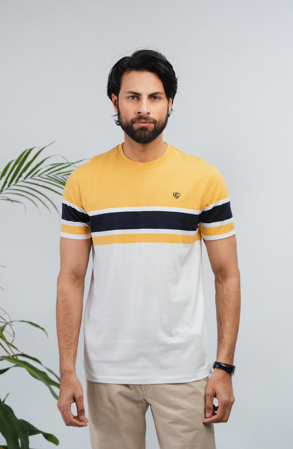 Striped T-Shirt - Mustard/White