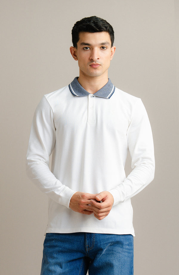 Stretch Pique Polo - White