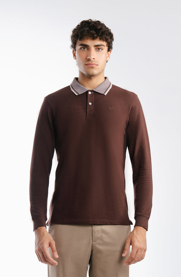 Stretch Pique Polo - Dark Brown