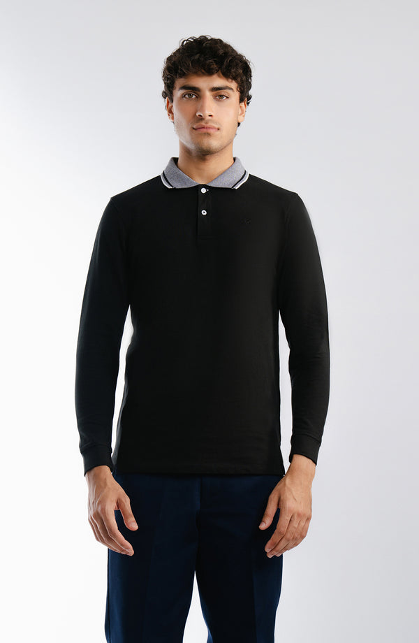 Stretch Pique Polo - Black