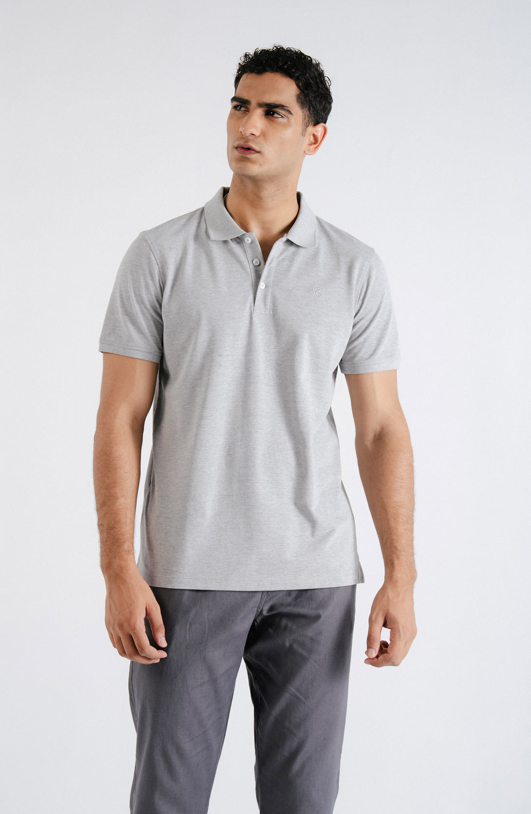Sab Grey Classic Polo Shirt in Light Grey, Navy, Peach & Olive Colors