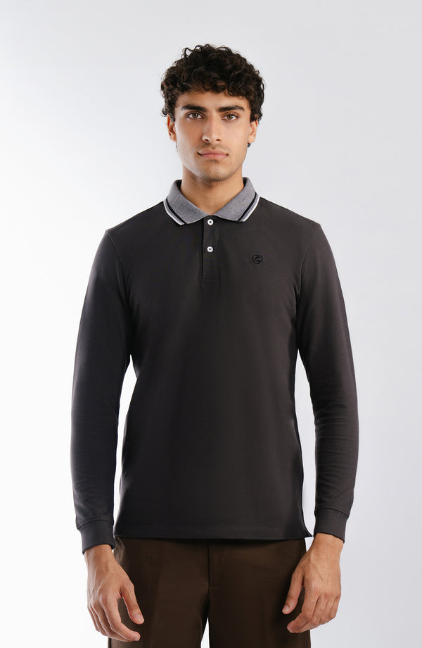 Stretch Pique Polo - Charcoal