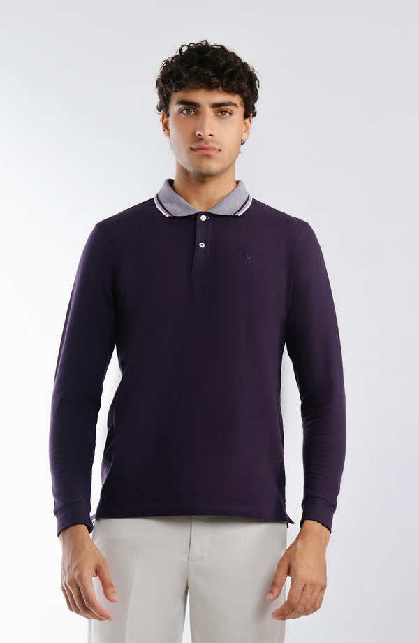 Stretch Pique Polo - Purple