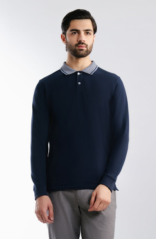 Stretch Pique Polo - Navy Blue