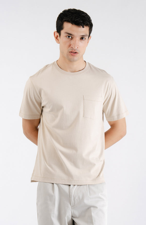 H/S Pocket Crew - Beige