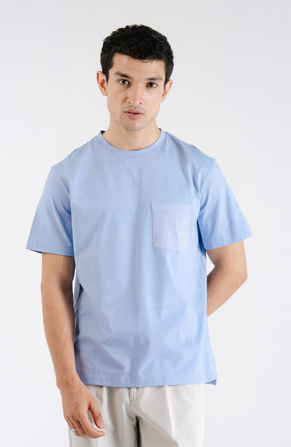 H/S Pocket Crew - Sky Blue