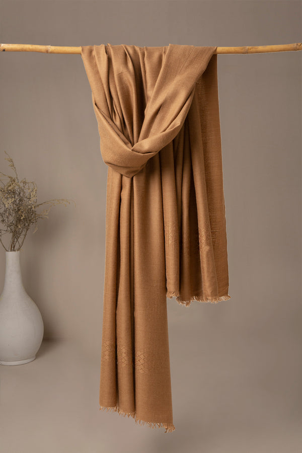 Premium Jacquard Wool Shawl - Brown