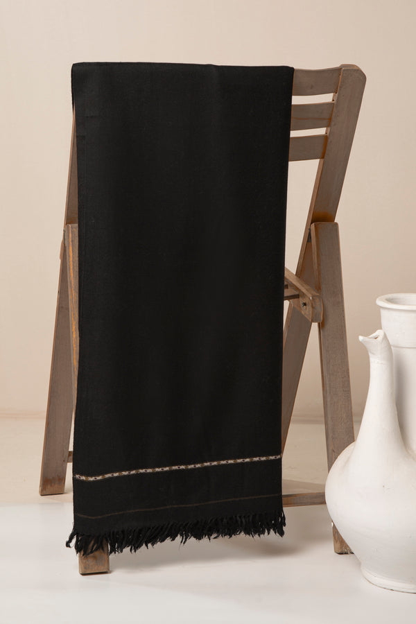 Premium Jacquard Wool Shawl - Black
