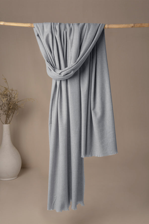 Premium Jacquard Wool Shawl - Ash Grey