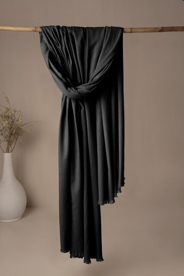 Premium Jacquard Wool Shawl - Black