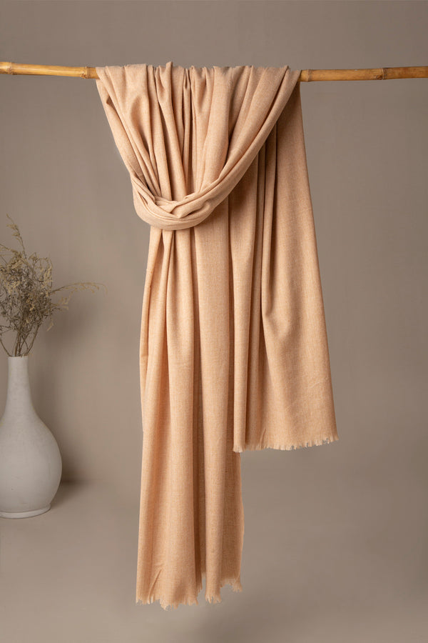 Premium Jacquard Wool Shawl - Beige