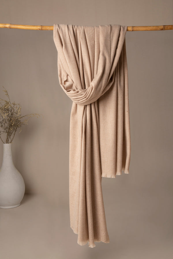 Premium Jacquard Wool Shawl - Light Brown