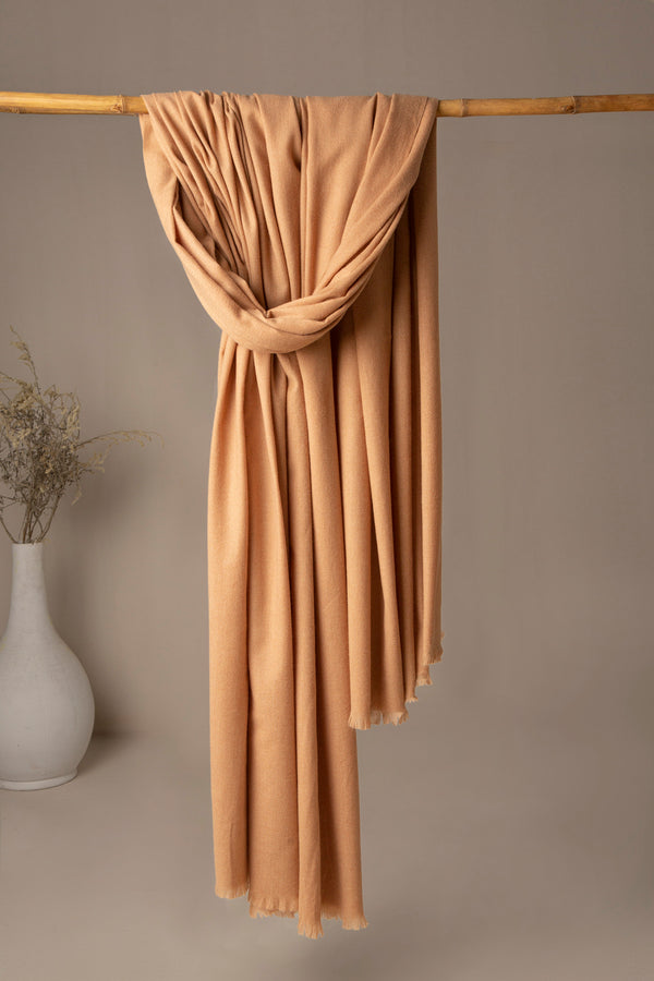 Premium Jacquard Wool Shawl - Camel
