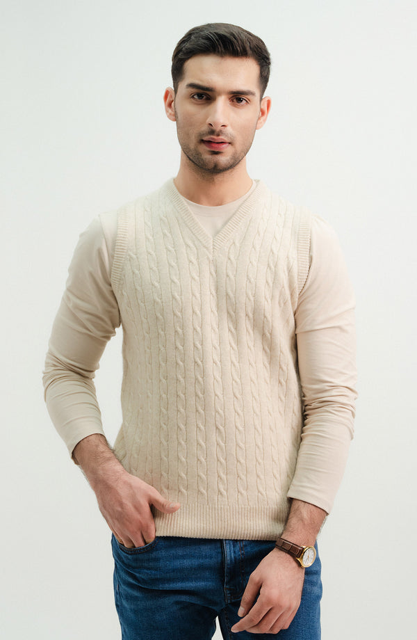 Lambs Wool - Solid Cable Knit Sweater