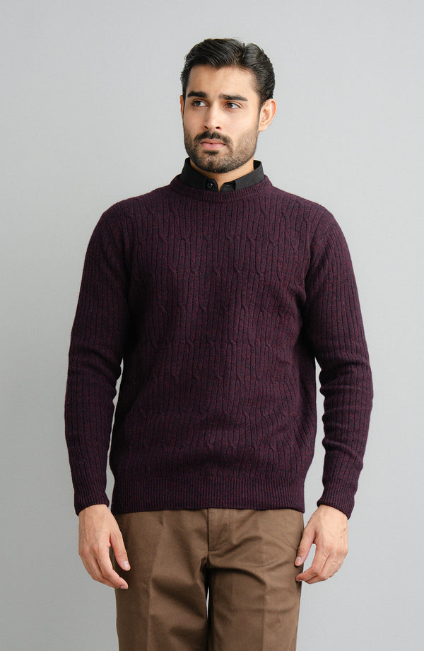 Lambs Wool Crew Sweater-Full Sleeves