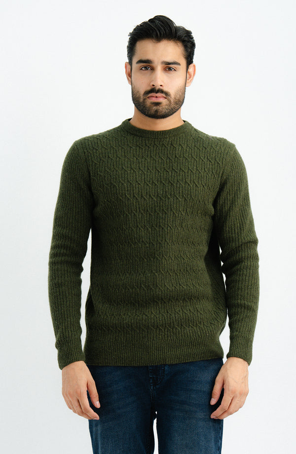 Lambs Wool Crew Sweater-Full Sleeves