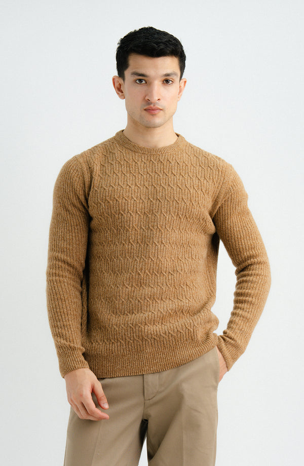 Lambs Wool Crew Sweater-Full Sleeves