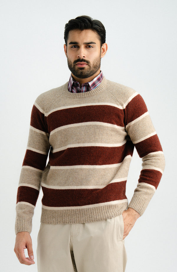 Lambs Wool Crew Sweater-Full Sleeves