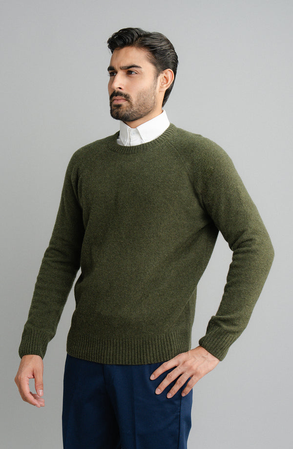 Plain Raglan Crew Sweater - Full Sleeves