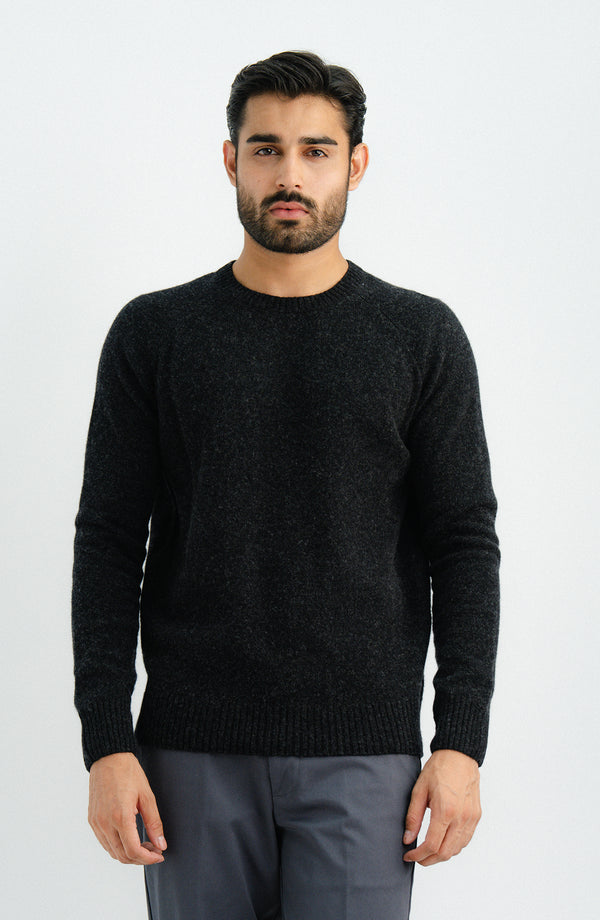 Plain Raglan Crew Sweater - Full Sleeves