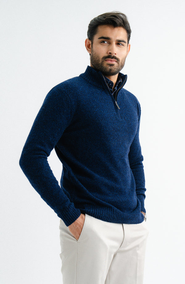 Half Zipper Sweater - Navy Blue