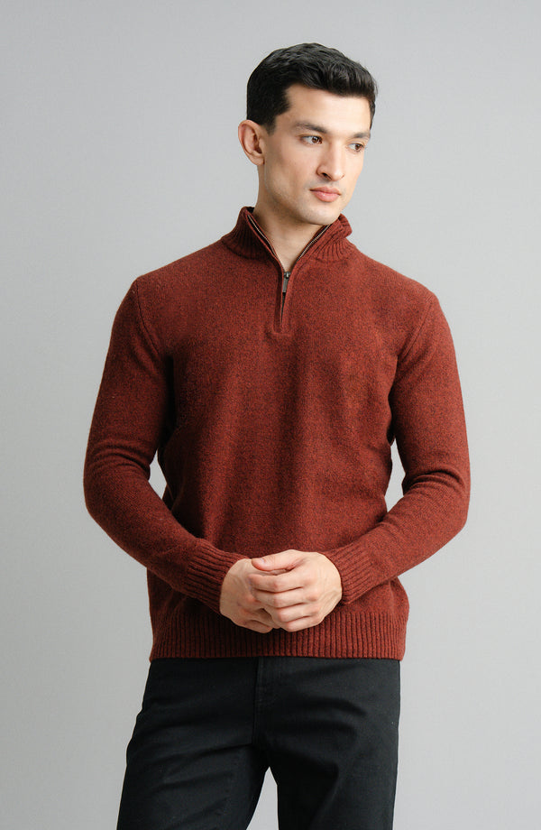 Half Zipper Sweater - Rust