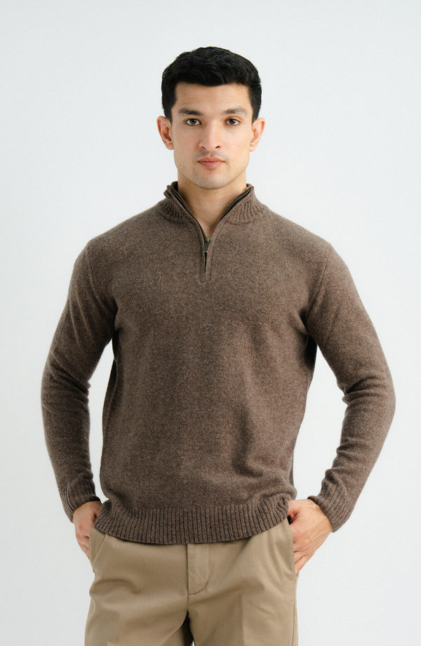 Half Zipper Sweater - Light Brown