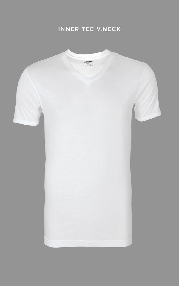 White Cotton Rib V-Neck