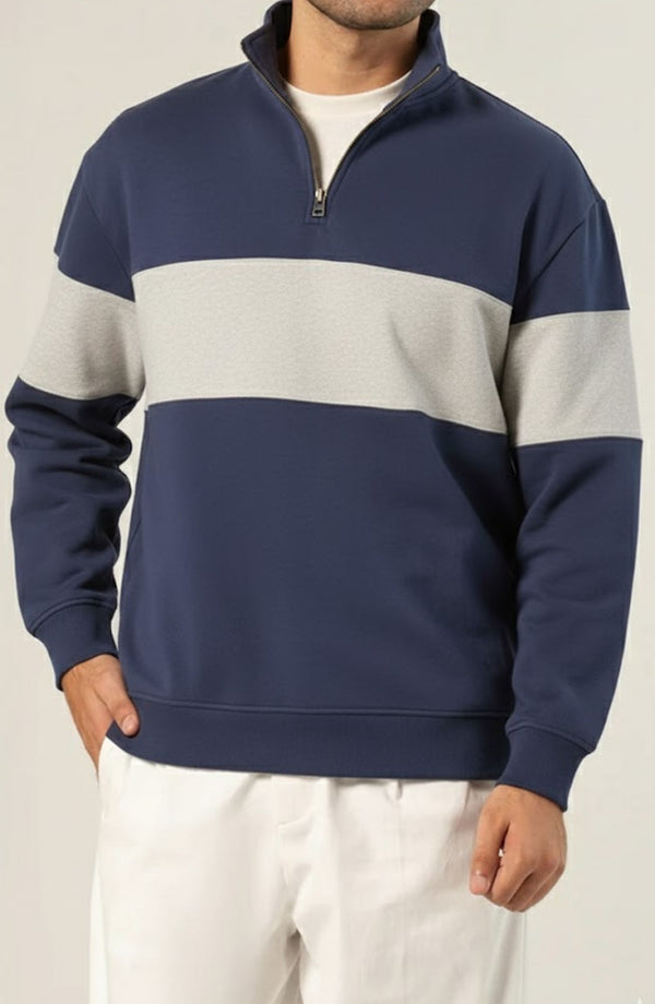 MOCK ZIPPER CROSS SWEATSHIRT