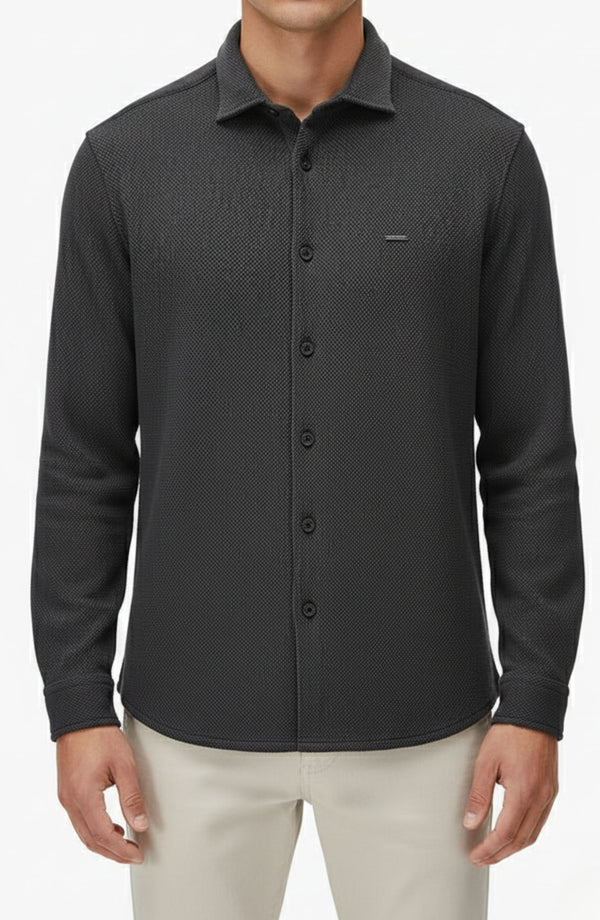 JUMBO TUCK KNITTED  SHIRT - CHARCOAL