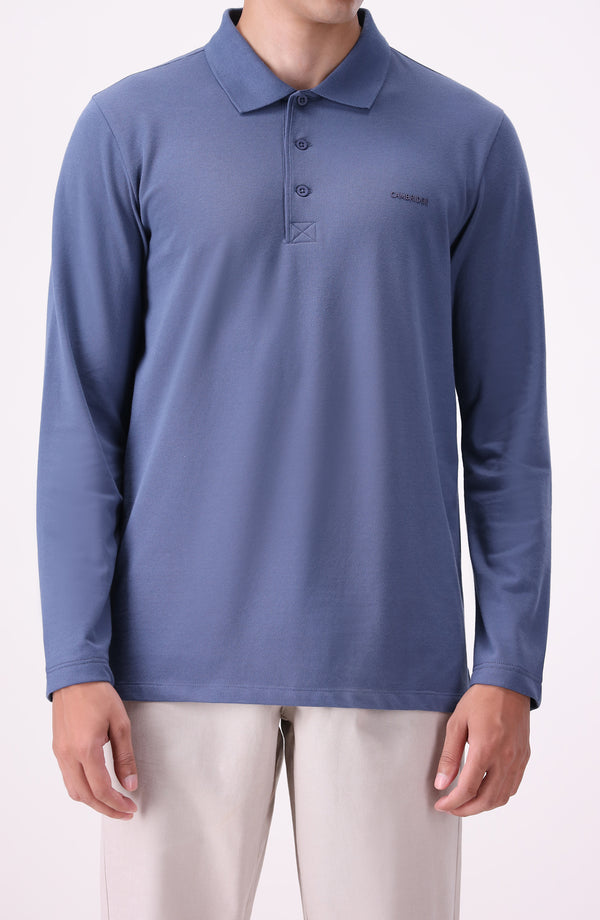 Performance Button Polo Regular Fit - Blue
