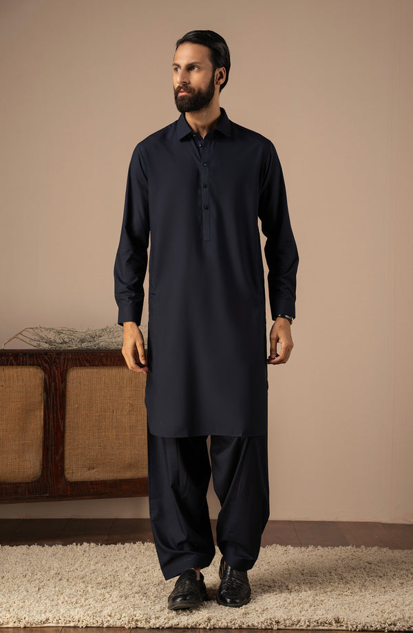 BASIC FANCY SHALWAR SUIT - DARK BLUE